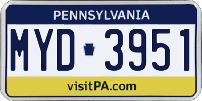 PA license plate MYD3951