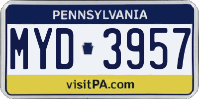PA license plate MYD3957