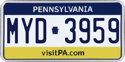 PA license plate MYD3959