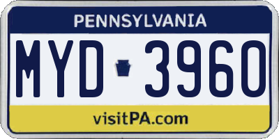 PA license plate MYD3960