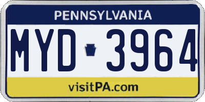 PA license plate MYD3964