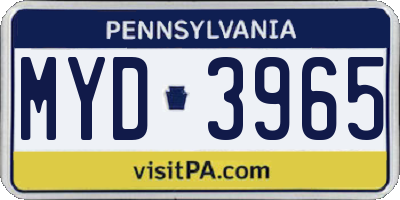 PA license plate MYD3965