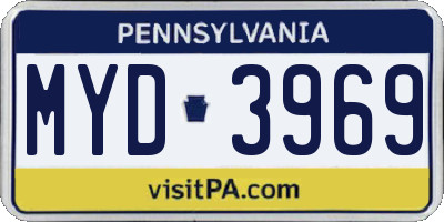 PA license plate MYD3969