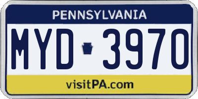 PA license plate MYD3970