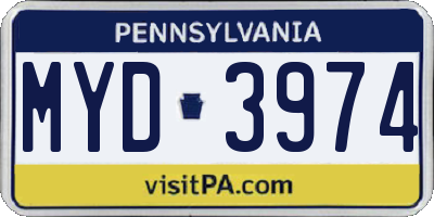 PA license plate MYD3974