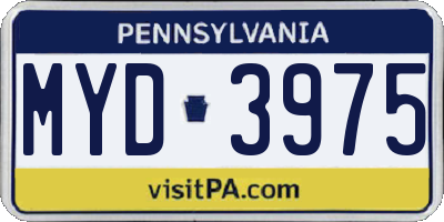PA license plate MYD3975