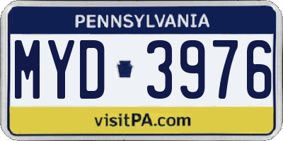 PA license plate MYD3976