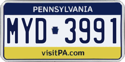 PA license plate MYD3991