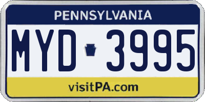 PA license plate MYD3995