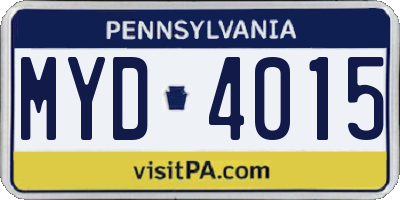 PA license plate MYD4015