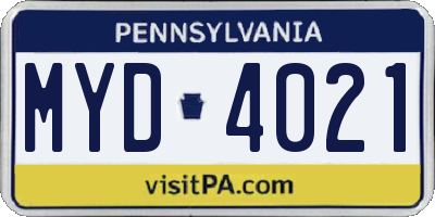 PA license plate MYD4021