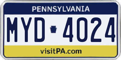 PA license plate MYD4024