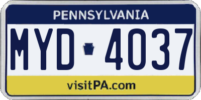 PA license plate MYD4037