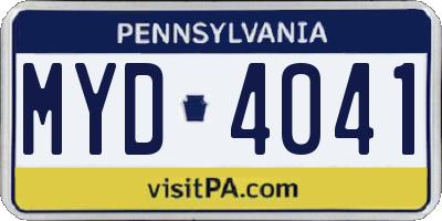 PA license plate MYD4041