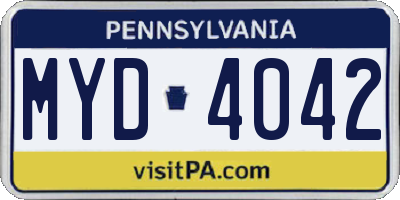 PA license plate MYD4042