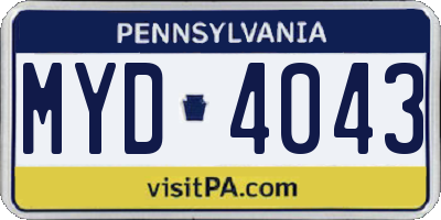 PA license plate MYD4043