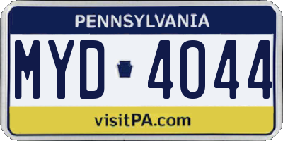 PA license plate MYD4044