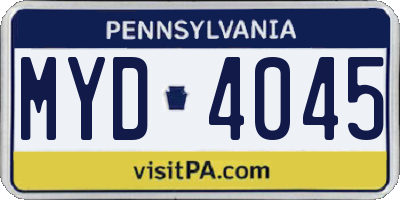 PA license plate MYD4045