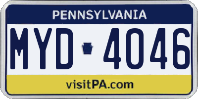 PA license plate MYD4046