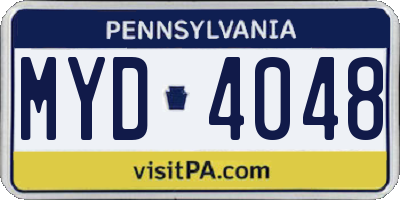 PA license plate MYD4048