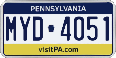 PA license plate MYD4051