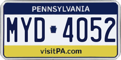 PA license plate MYD4052