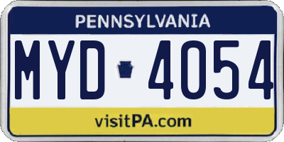 PA license plate MYD4054