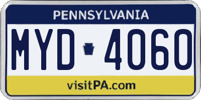 PA license plate MYD4060