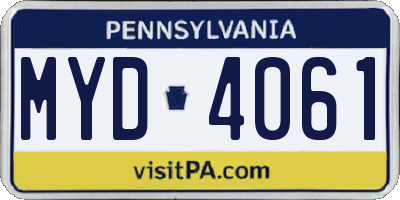 PA license plate MYD4061