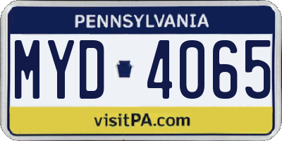 PA license plate MYD4065