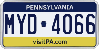 PA license plate MYD4066