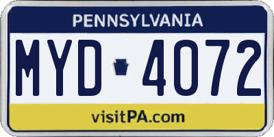 PA license plate MYD4072