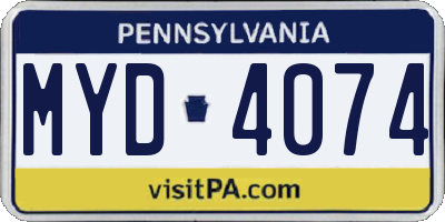 PA license plate MYD4074
