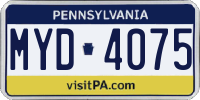 PA license plate MYD4075