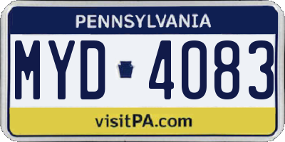 PA license plate MYD4083