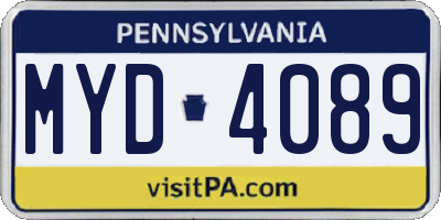 PA license plate MYD4089