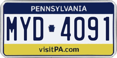 PA license plate MYD4091