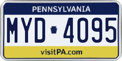 PA license plate MYD4095