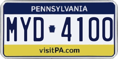 PA license plate MYD4100