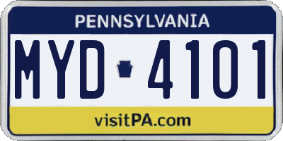 PA license plate MYD4101
