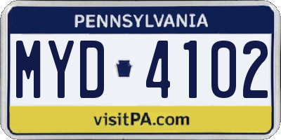 PA license plate MYD4102