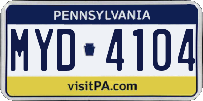 PA license plate MYD4104