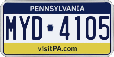 PA license plate MYD4105