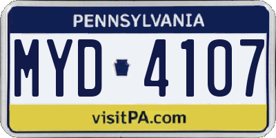 PA license plate MYD4107