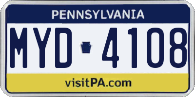 PA license plate MYD4108