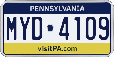 PA license plate MYD4109