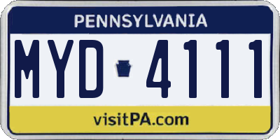 PA license plate MYD4111