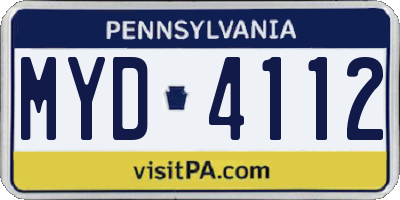 PA license plate MYD4112