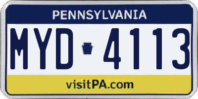 PA license plate MYD4113