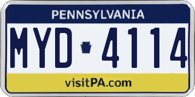 PA license plate MYD4114